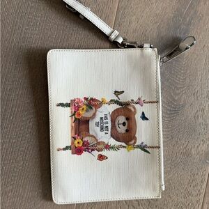 Moschino Ivory and Black Logo Pouch